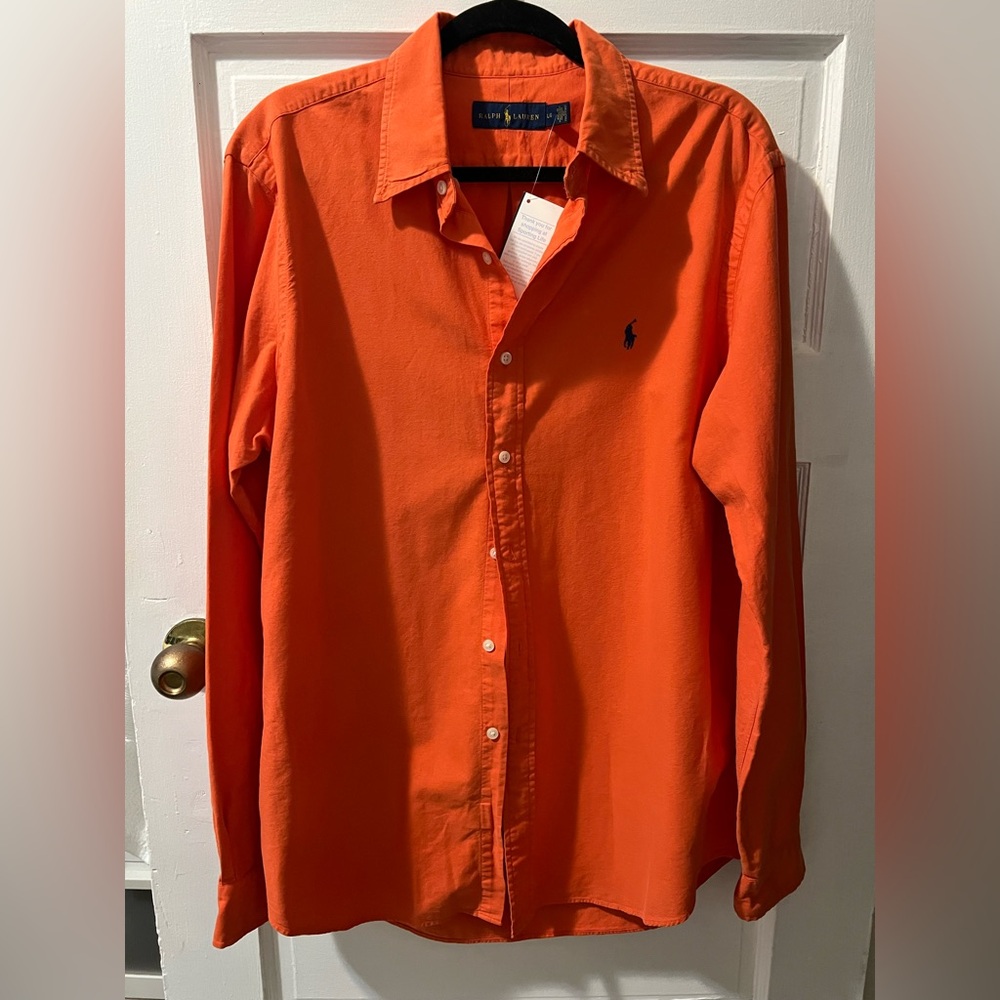 Ralph Lauren Men's Orange Button Down Shirt